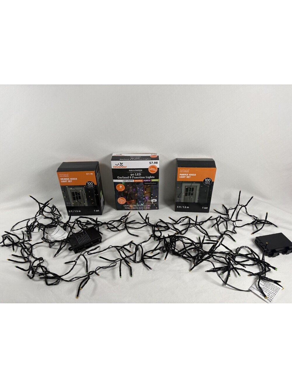 Lot of Orange & Purple String Led Lights Halloween